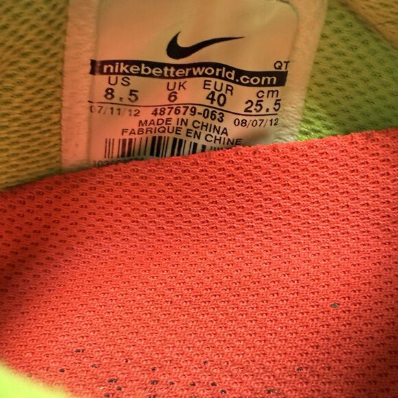 Women's Size 8.5-Nike Air Max+ 2012 Running Shoes Barely Volt Metallic Silver - Picture 8 of 9